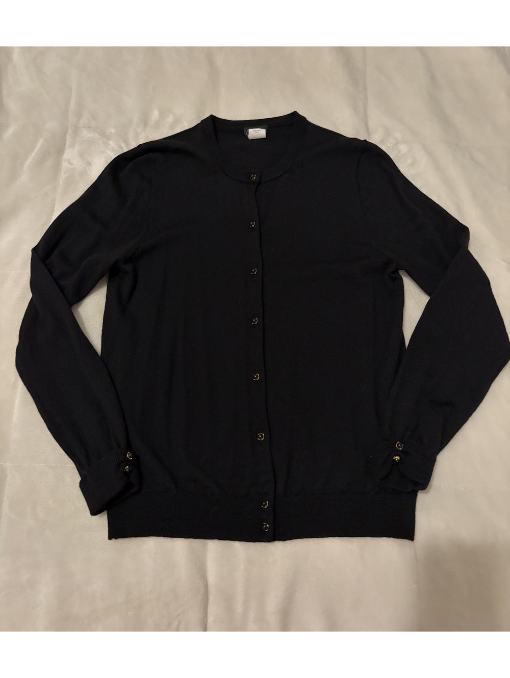 J.CREW Black 100% Wool Knit Button-Up Cardigan Sweater Women's Size M